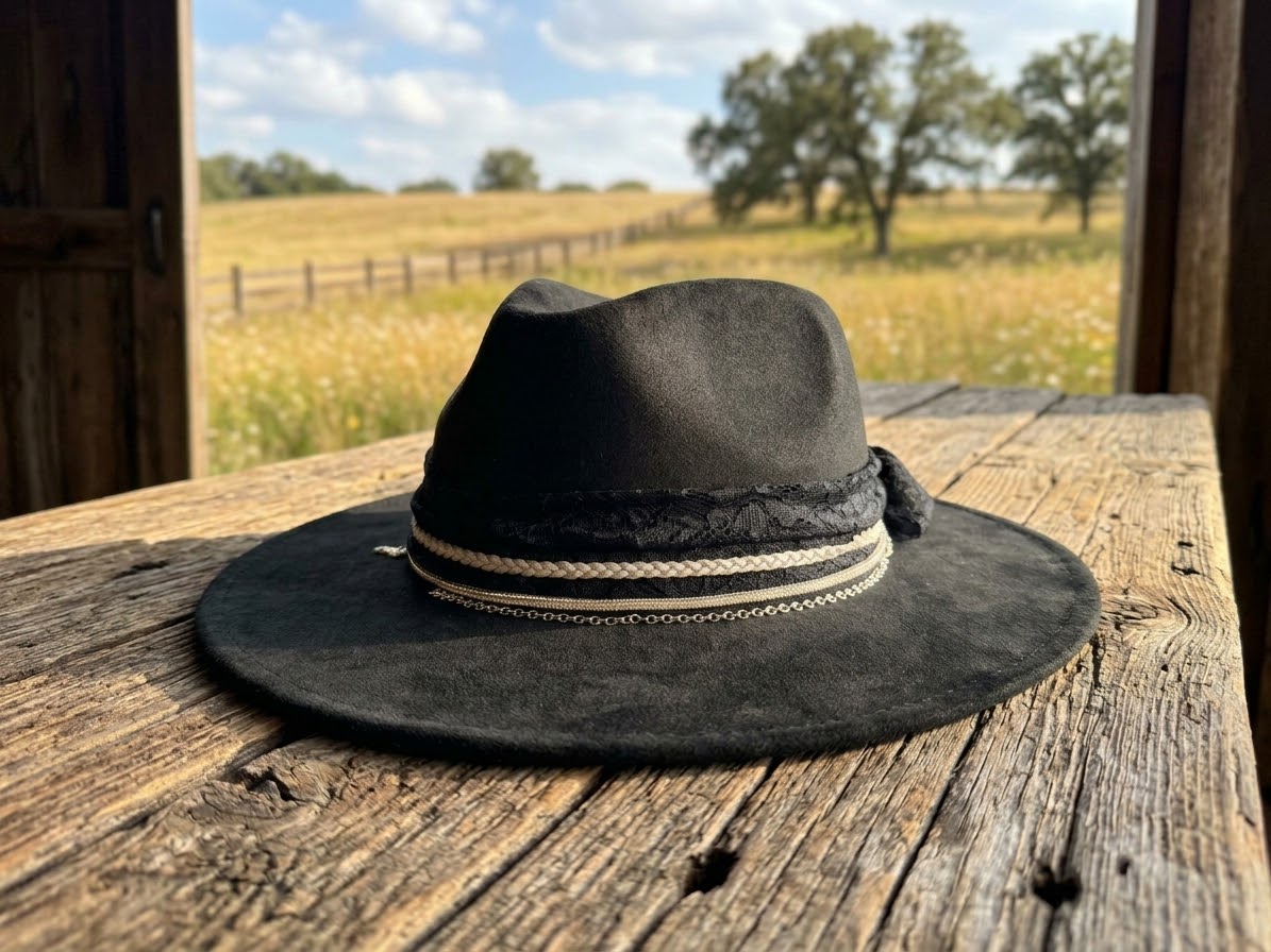Midnight Peacock Suede Boho Western Hat