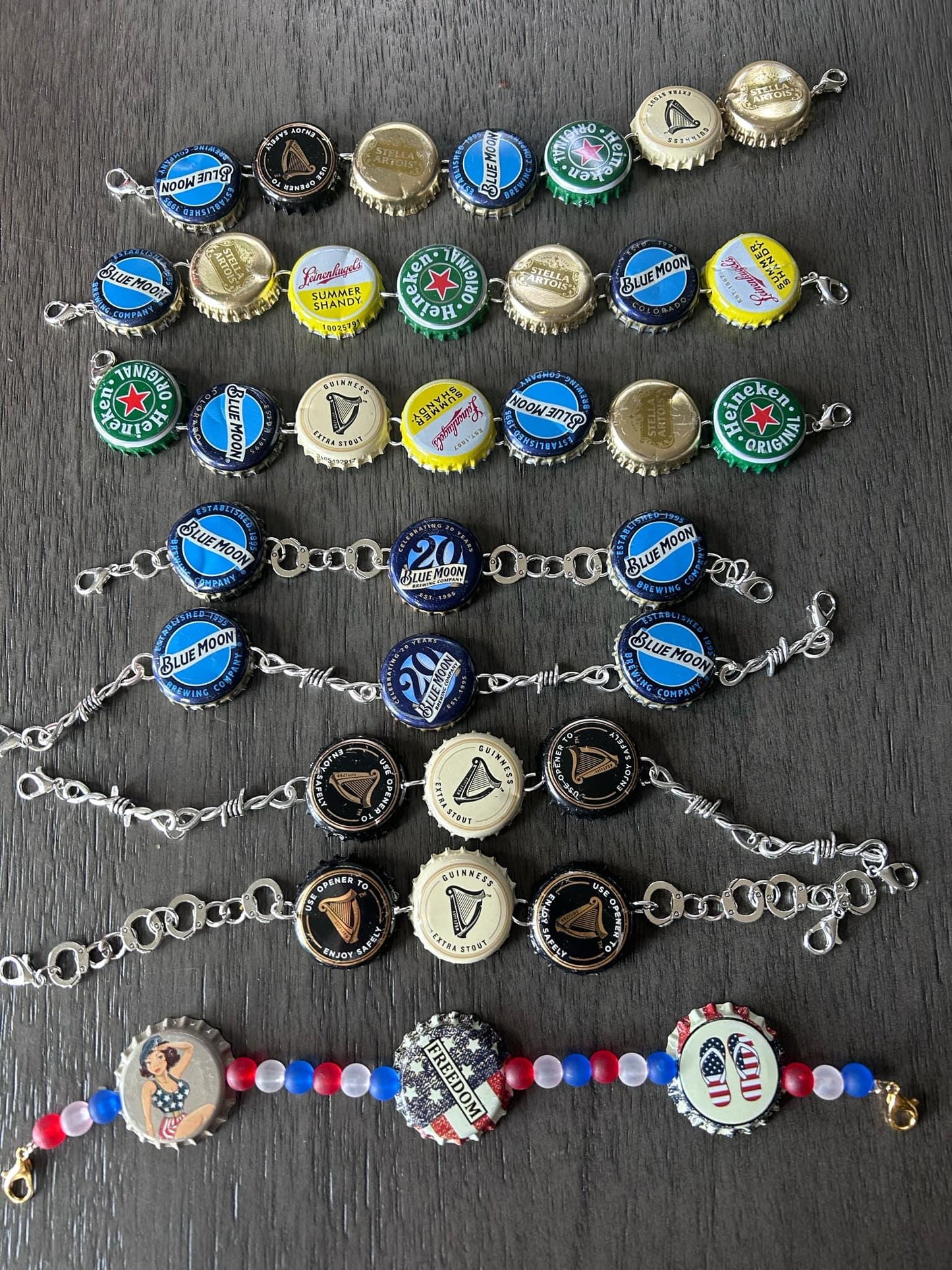 Beer Cap Hat Chains- Trucker Hat Chains- Hand Made- Custom Hat Chains- Guinness- Miller- Blue Moon- Heineken- Trucker Hats