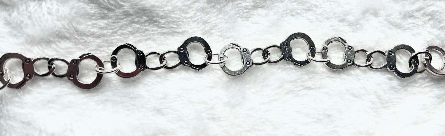 Hand Cuff Hat Chain- Silver Hand Cuffs- Edgy Hat Chain- Hat Chains- Trucker Hat- Trucker Hat Bar- Custom