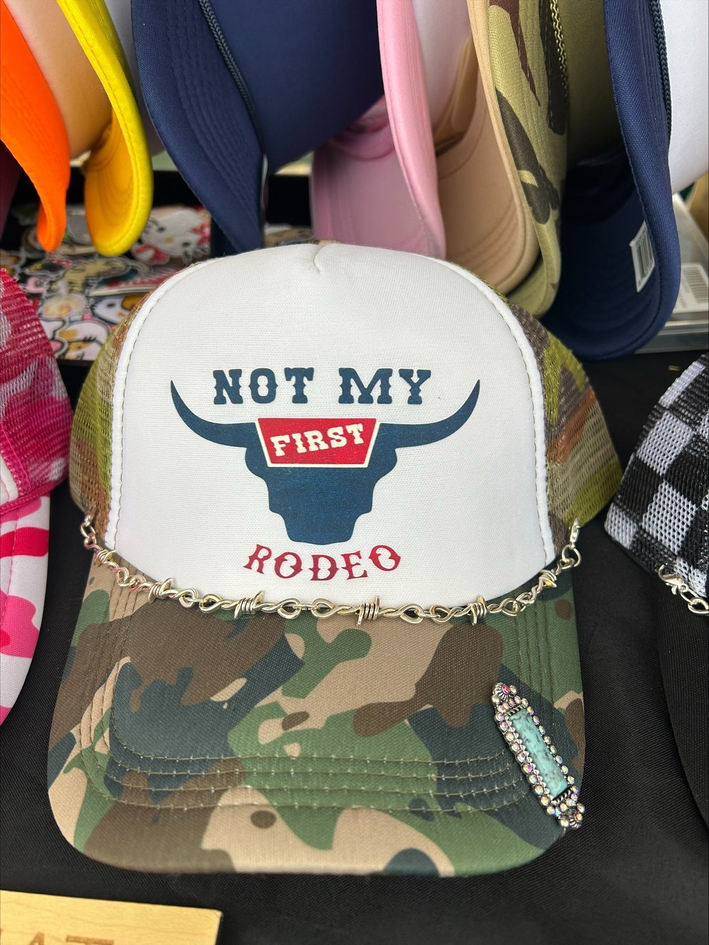 Not My First Rodeo- Trucker Hat- Custom Hats- Camo