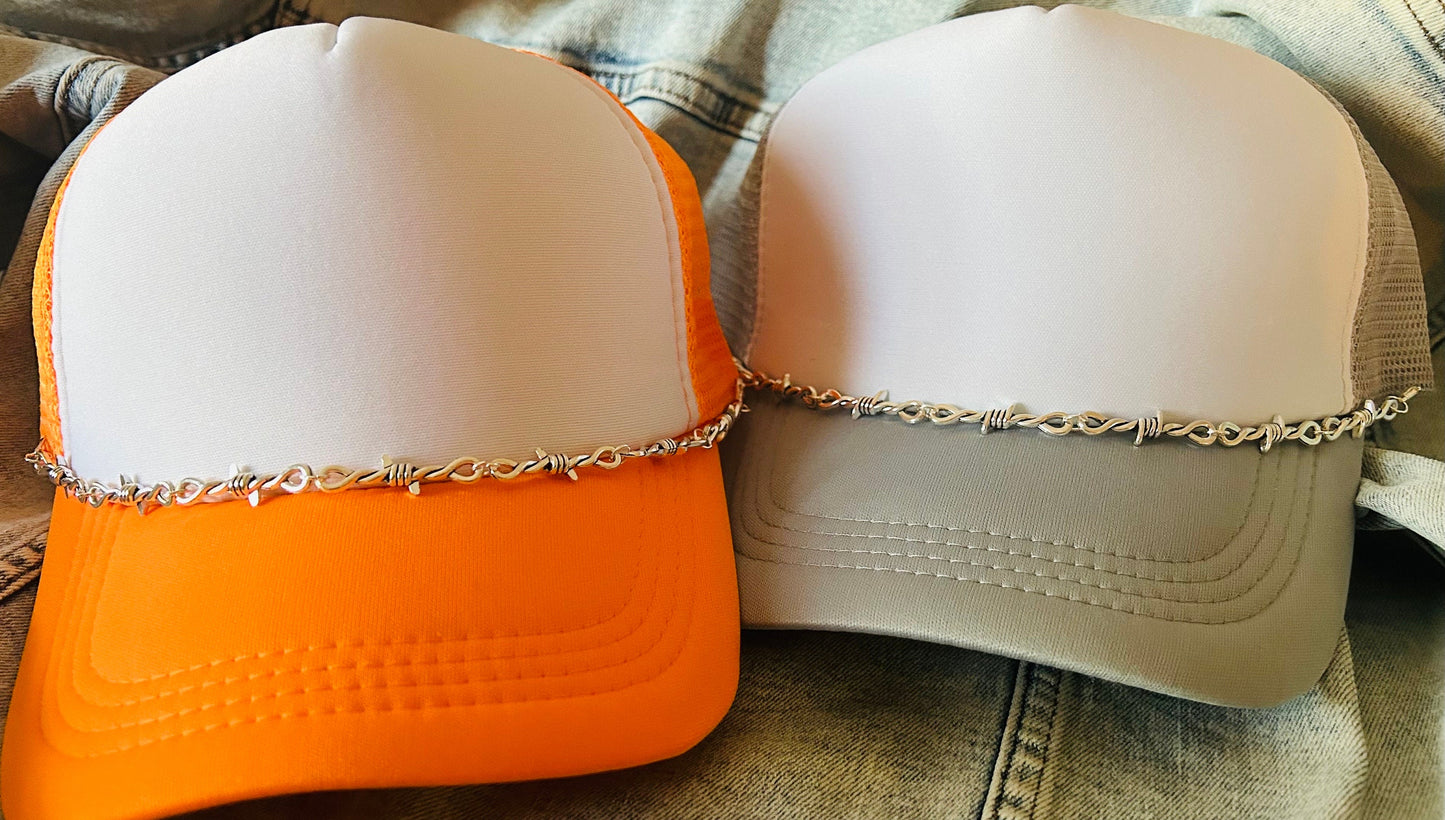 Barbed Wire Hat Chains- Silver Barbed Wire-Bronze Barbed Wire Chain- Gold Barbed Wire-Black Barbed Wire Trucker Hat Chains-Edgy Hat Chain