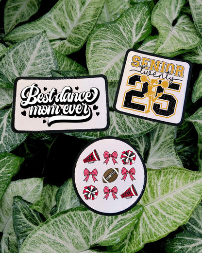 Best Dance Mom Ever- Senior 2025 Cheer- Football Cheer Patches- Colorful Cheer Patches- Custom Patches- Iron On