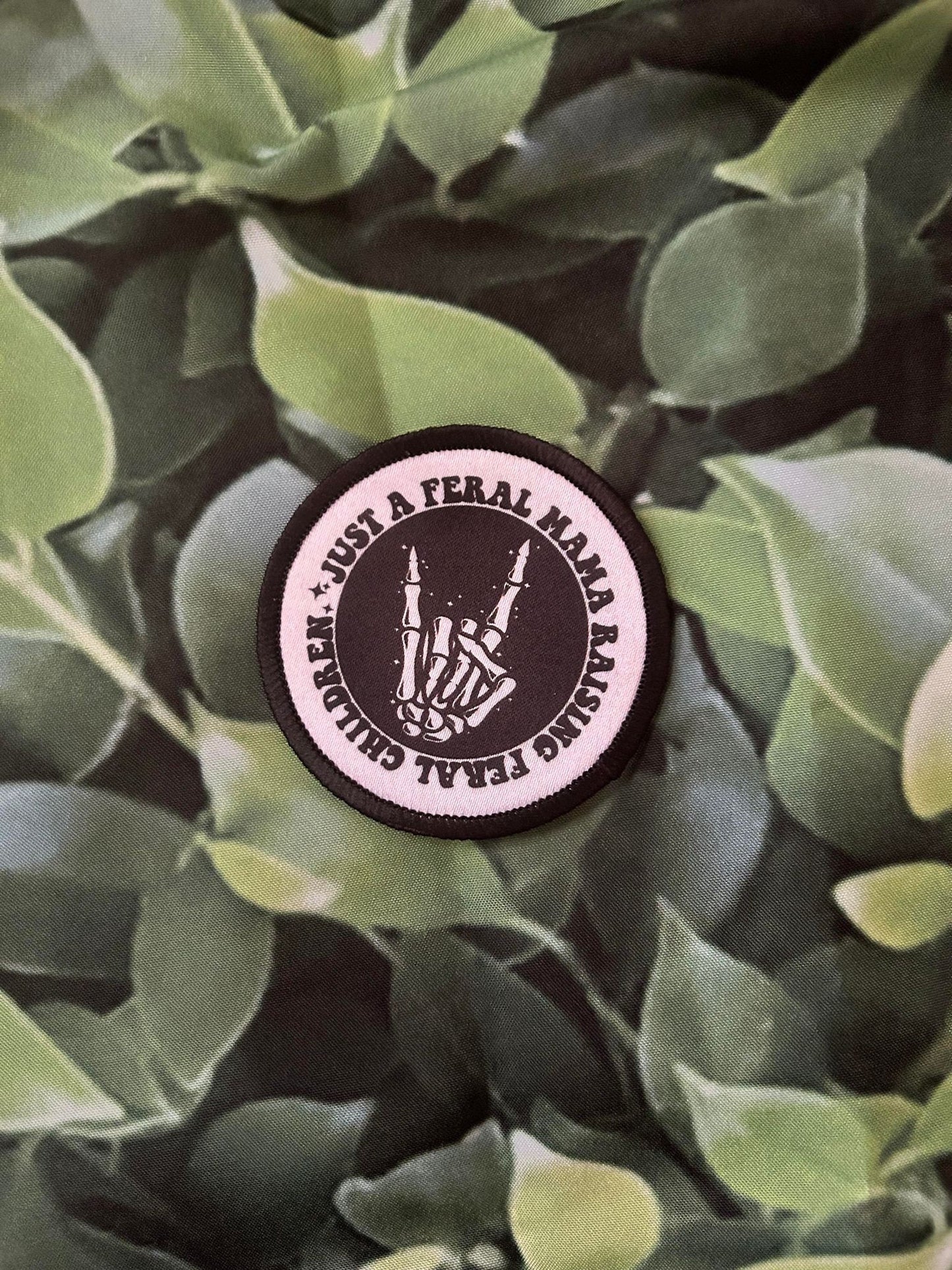 Just A Feral Mama Raising Feral Children - Sublimation Patch- Trucker Hat Patches- Hat Patches- Custom Patches