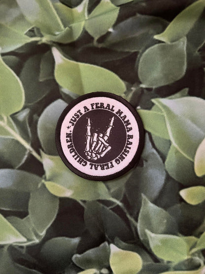 Just A Feral Mama Raising Feral Children - Sublimation Patch- Trucker Hat Patches- Hat Patches- Custom Patches
