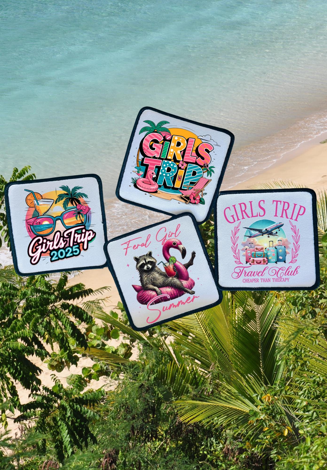 Girls Trip Patches- Patches- Hat Patches- Summer- Colorful Patches- Trucker Hats- Custom Patches- Iron On - Feral Girl