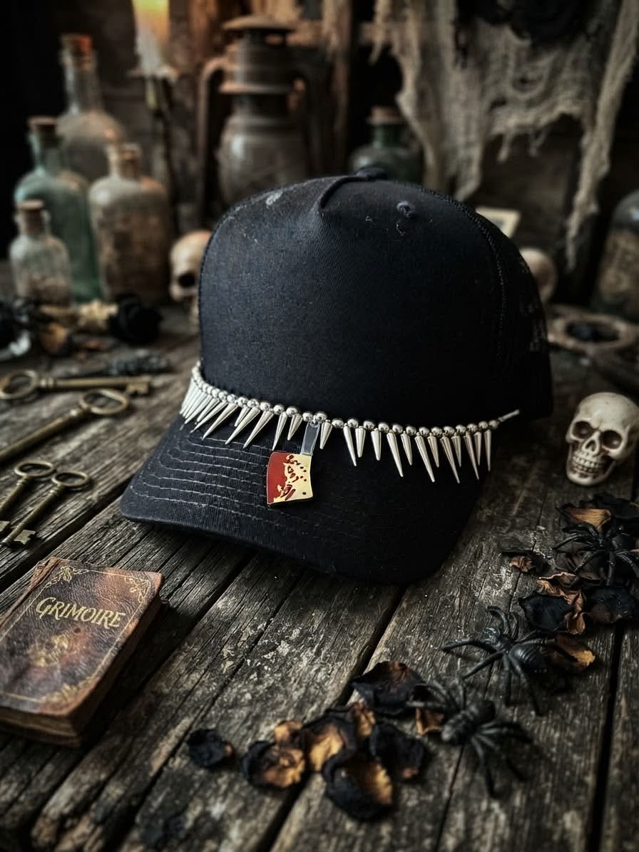 Halloween Trucker Hat Chain- Spikes- Meat Cleaver