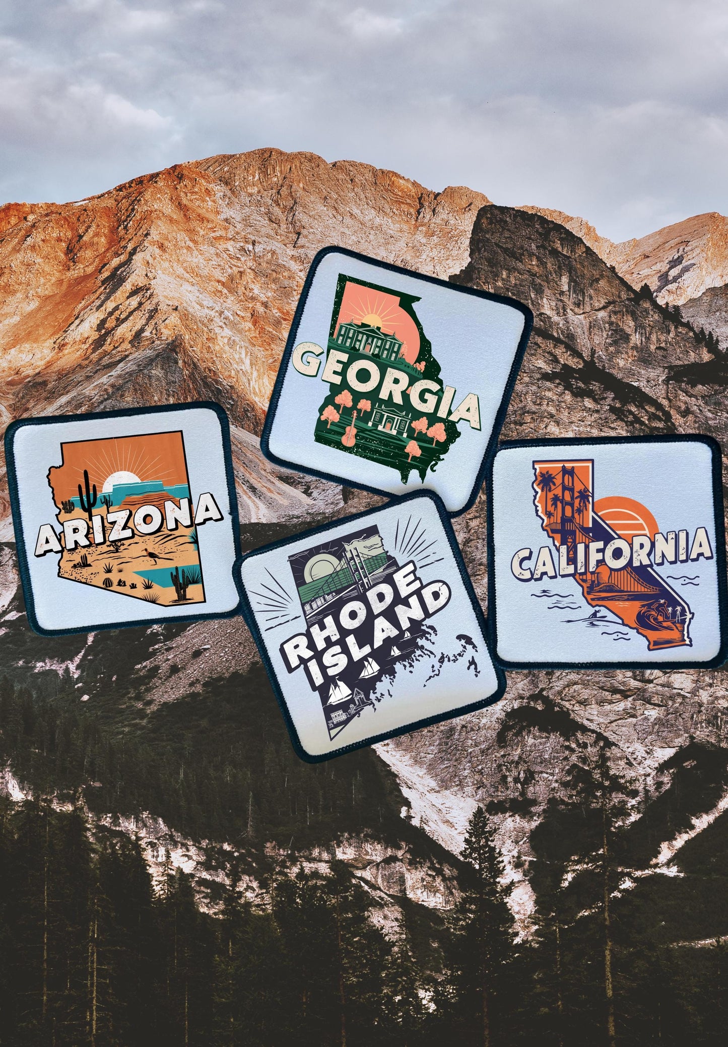 State Patches- Florida- Maine- Ohio- Texas- Georgia- California- Arizona- Rhode Island- Colorful Patches- Sublimation- Iron On
