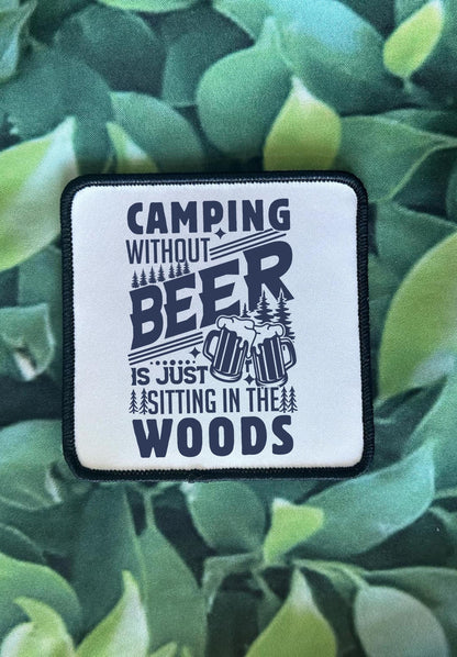 Funny Camping Patches- Camping & Beer- Sassy Patches- Trucker Hat Patches- Custom Patches- Custom Hats- Hats for Camping-Sublimation-Iron On