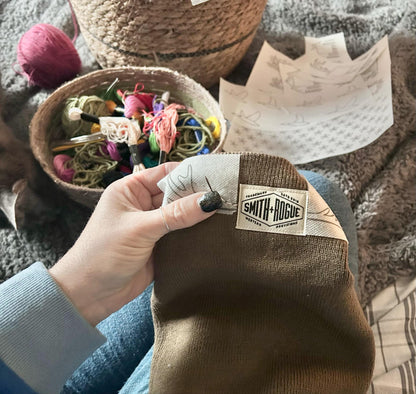 Hand Embroidered Beanie- Outdoor, Woodsy Beanie- Warm Winter Beanie- Antlers- Hunters