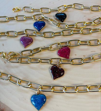Heart Hat Chains! Gold Chain- Sparkly Hearts- Heart Charms- Trucker Hats- Trucker Hat Chain