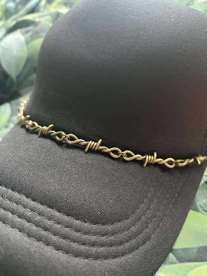 Barbed Wire Hat Chains- Silver Barbed Wire-Bronze Barbed Wire Chain- Gold Barbed Wire-Black Barbed Wire Trucker Hat Chains-Edgy Hat Chain
