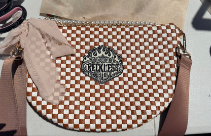 Trendy Bum Bag- Checkered- Edgy- Crossover Purse- Charm Bag Chain