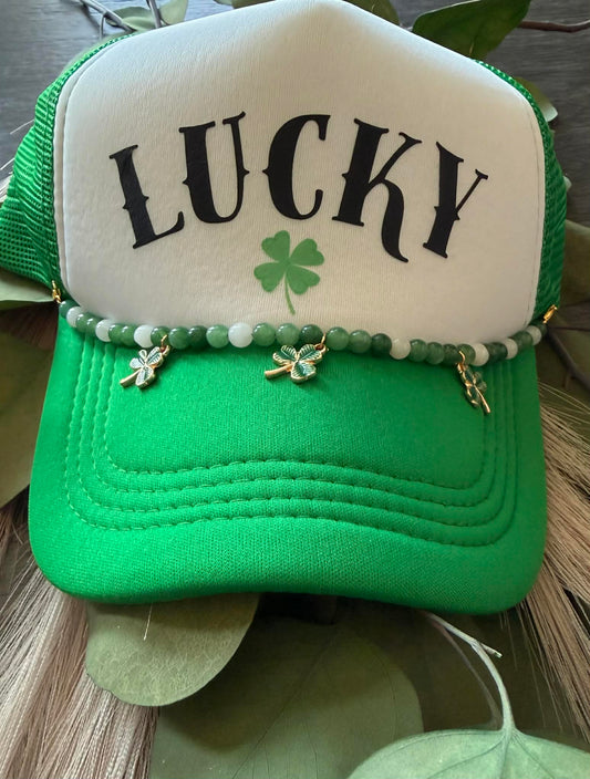 Lucky Trucker Hat- St. Paddy's- Four Leaf Clover- Edgy Trucker Hat