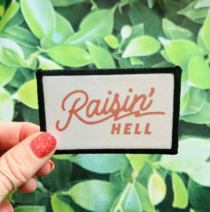 Raisin' Hell Patch- Custom Patches- Raisin' Hell- Custom Hats- Trucker Hat Patch- Sublimation Patch- Iron On