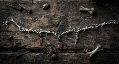 Halloween Trucker Hat Chain- Knives- Barbed Wire- Spooky