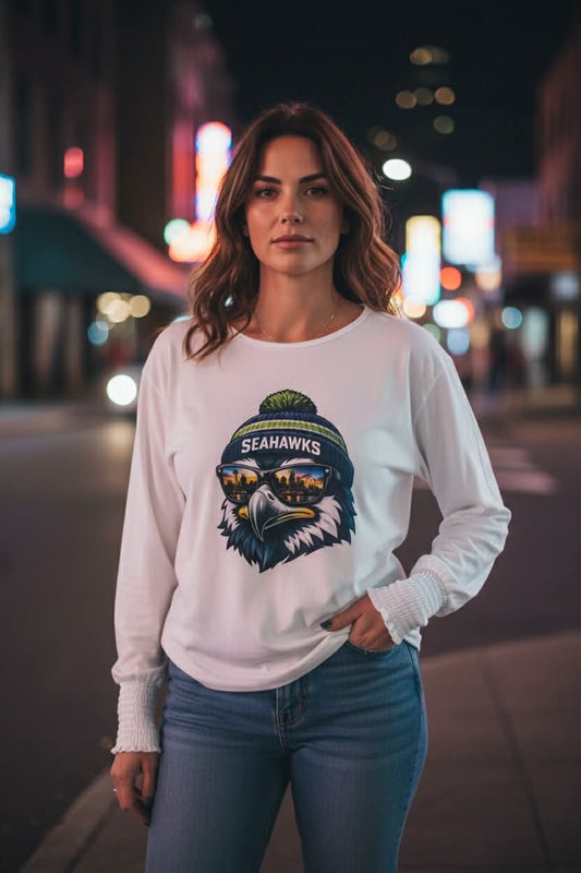 SEAHAWKS!! Woman's Sassy Top With Custom Seattle Design