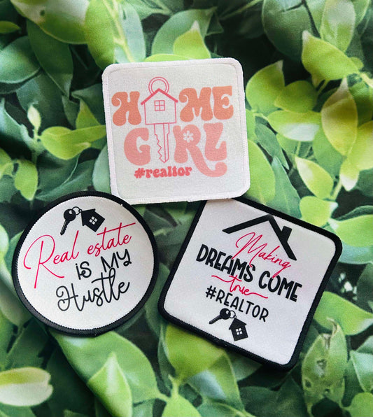 Real Estate Patches- Patches- Hat Patches- Trucker Hat Patches- Home Gurl- Real Estate Is My Hustle- Custom Patches