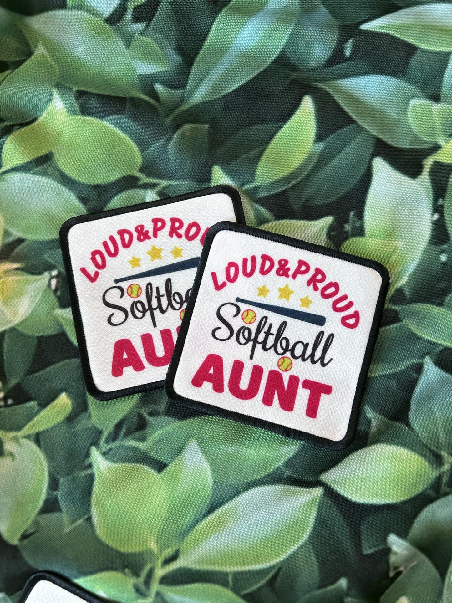 Softball Patches- Softball Mom- Softball Moms Club- Loud and Proud Softball Aunt- My Favorite Softball Player- Sublimation- Iron On