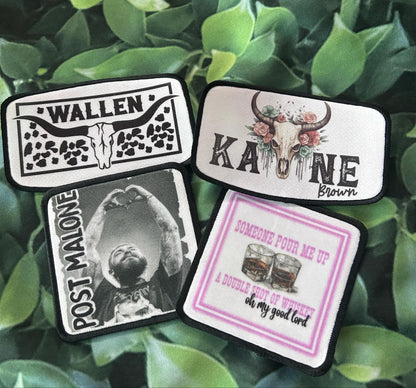 Country Singer Patches! Wallen - Kane Brown- Post Malone- Shaboozey-Iron On-Sublimation Patches- Popular Country-Trucker Hats-Custom Patches