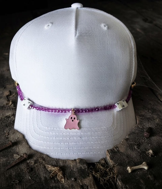 Halloween Trucker Hat Chain- Ghosts- Hot Pink Glam
