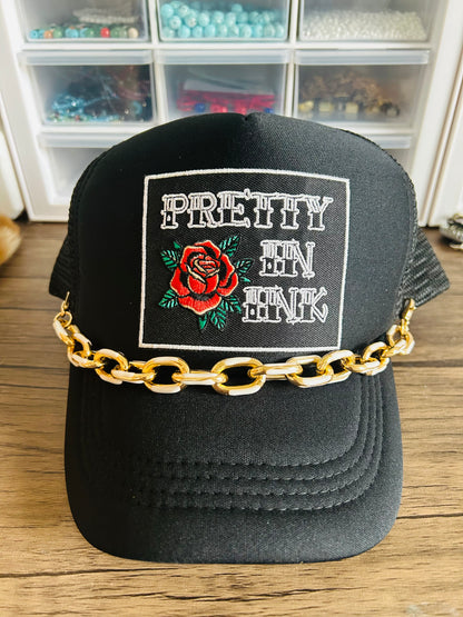 Pretty In Ink Trucker Hat- Custom Hat- Black Hat