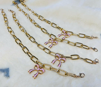 Hat Chains- Trucker Hat Chains- Gold Chain- Pink Bow- Sassy Hat Chain- Custom Hat Chain