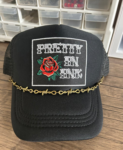 Pretty In Ink Trucker Hat- Custom Hat- Black Hat