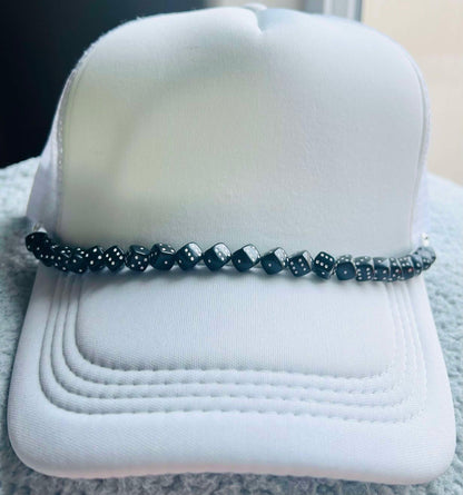 Dice Hat Chains- Hat Chain- Dice- Viva Las Vegas- Black Dice- White Dice- Game Night- Trucker Hats