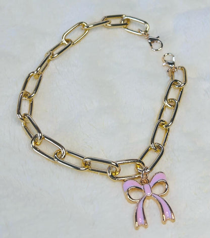 Hat Chains- Trucker Hat Chains- Gold Chain- Pink Bow- Sassy Hat Chain- Custom Hat Chain