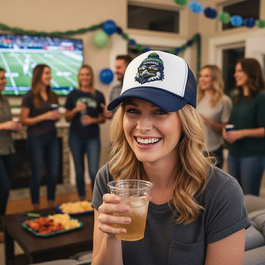 SEAHAWKS! Custom Trucker Hat- Football Theme- Football Trucker Hat
