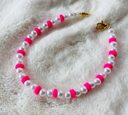 Hot Pink and Pearl Hat Chain- Trucker Hat Chains- Trucker Hats- Custom Hats- Custom Hat Chain