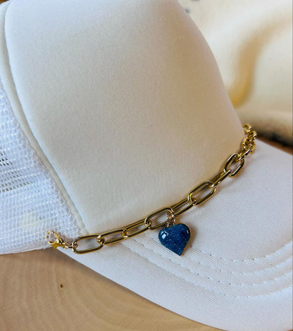 Heart Hat Chains! Gold Chain- Sparkly Hearts- Heart Charms- Trucker Hats- Trucker Hat Chain