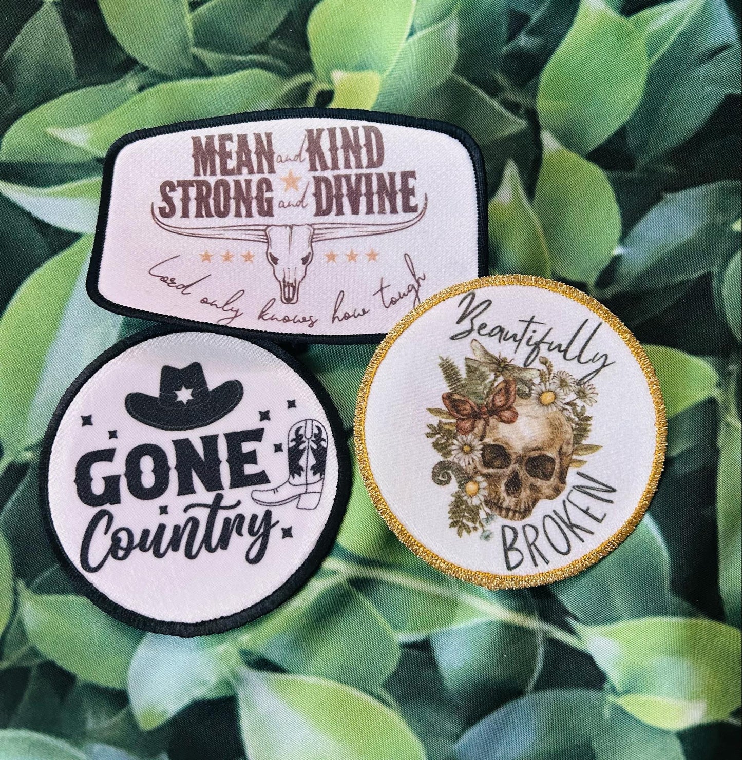 Country Patches- Gone Country- Beautifully Broken- Jelly Roll- Mean and Kind- Zach Bryan- Iron On- Sublimation- Trucker Hats- Country Girl