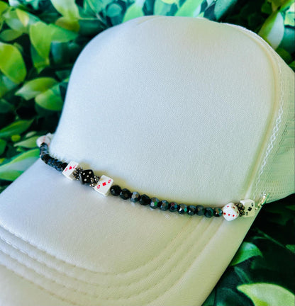 Vegas Hat Chains! Playing Cards- Dice- Poker- Eight Ball- Checkered- Beads- Hat Chains- Trucker Hat Chains- Custom Hat Chains- Custom Hats