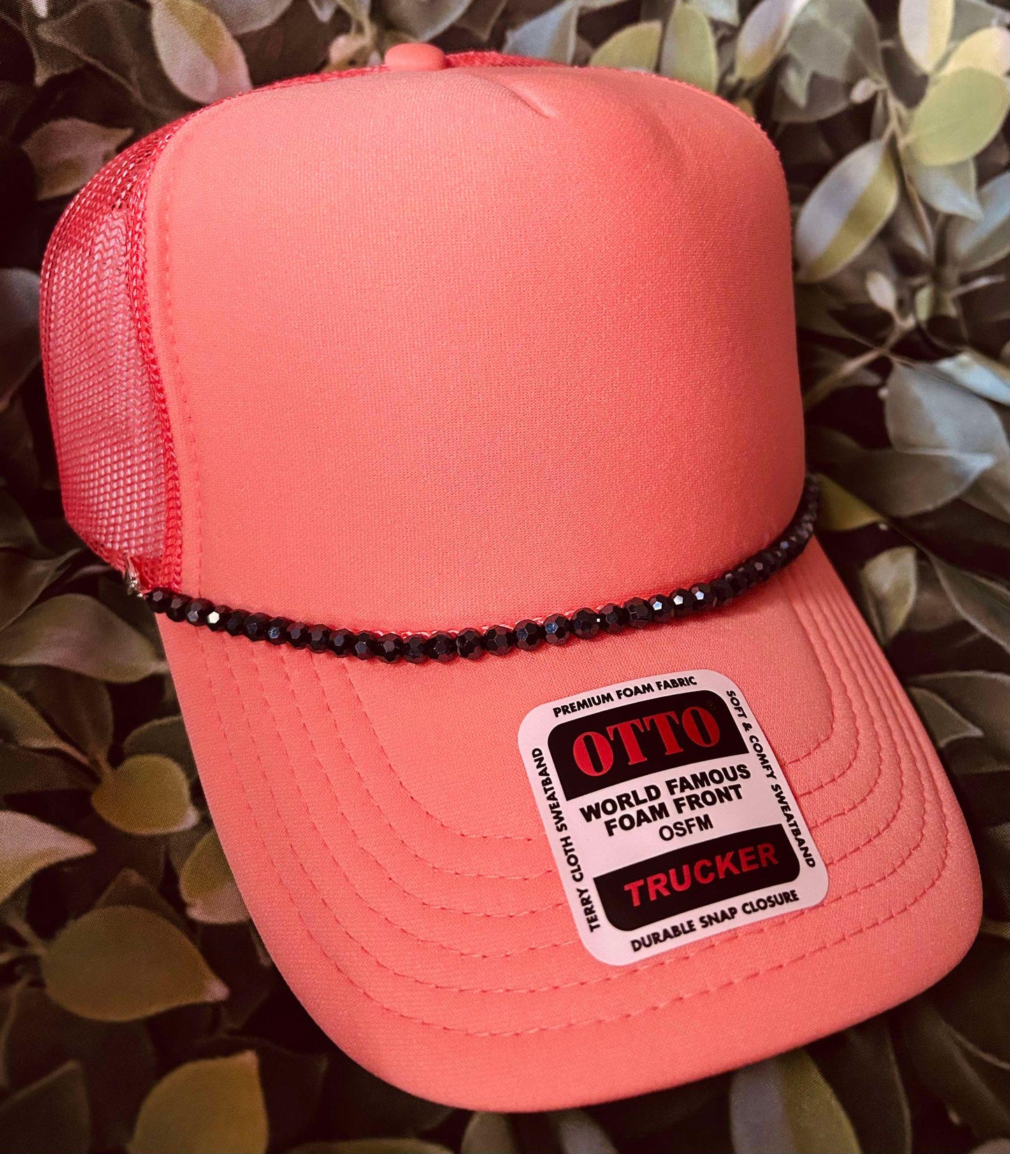 Black Crystal Beaded Hat Chain- Hat Chains- Trucker Hat Chain- Crystal Beads- Black Hat Chain- Custom Trucker Hats- Sparkly Hat Chain