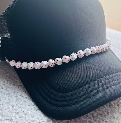 Dice Hat Chains- Hat Chain- Dice- Viva Las Vegas- Black Dice- White Dice- Game Night- Trucker Hats