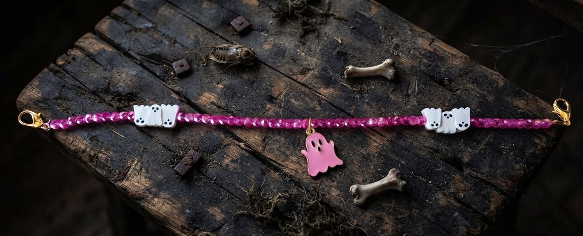 Halloween Trucker Hat Chain- Ghosts- Hot Pink Glam