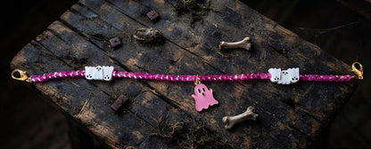 Halloween Trucker Hat Chain- Ghosts- Hot Pink Glam