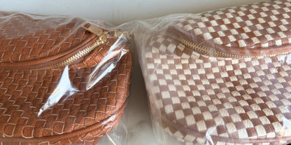 Trendy Bum Bag- Checkered- Edgy- Crossover Purse- Charm Bag Chain