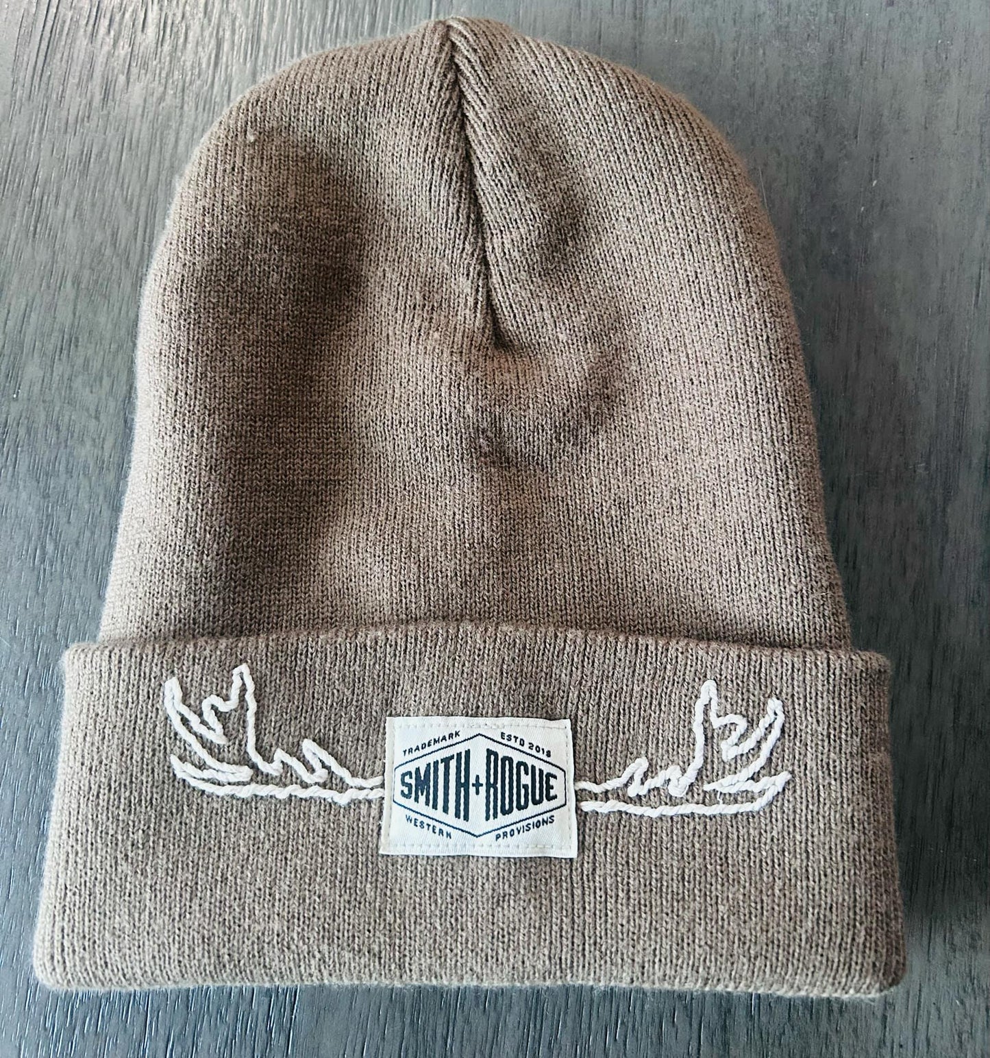 Hand Embroidered Beanie- Outdoor, Woodsy Beanie- Warm Winter Beanie- Antlers- Hunters