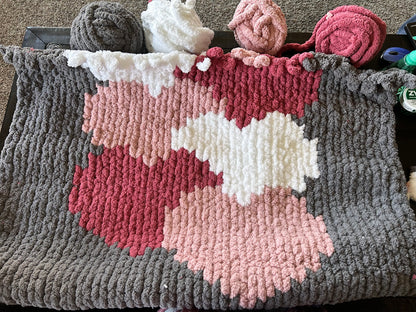 Chunky Knit Heart Blanket- Valentine's day- Galentine's Day- Great BFF Gifts!