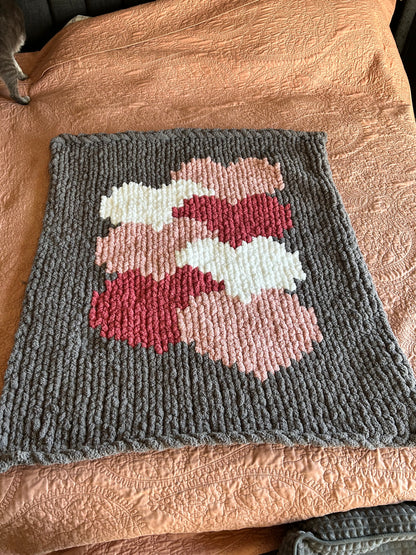 Chunky Knit Heart Blanket- Valentine's day- Galentine's Day- Great BFF Gifts!
