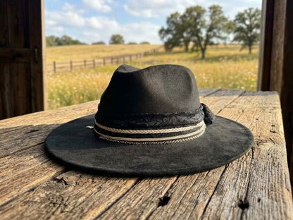 Midnight Peacock Suede Boho Western Hat