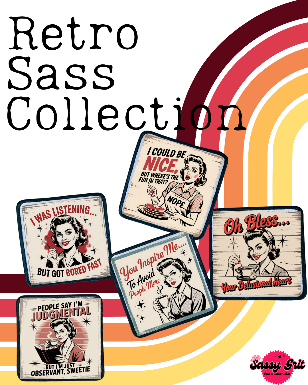 Sassy Retro Women- Patches- Iron On