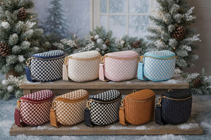 Trendy Crossover- Leather- Weaved- Checkered- Patches