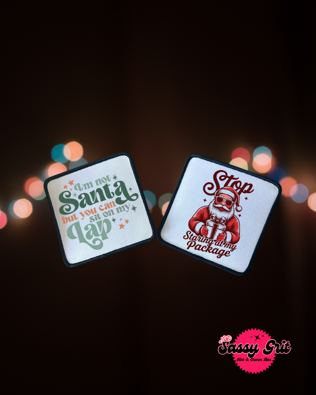 Christmas Patches- Sassy Patches- Holiday- Santa- Retro- Sublimation- Iron On