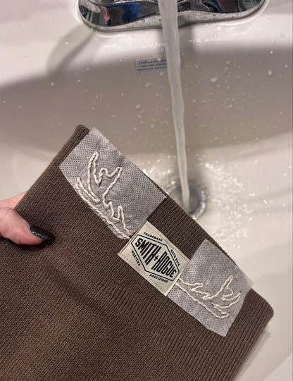 Hand Embroidered Beanie- Outdoor, Woodsy Beanie- Warm Winter Beanie- Antlers- Hunters