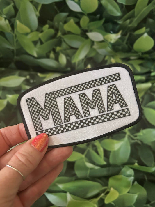Checkered MAMA Patch - Sublimation Patch- Easy to Apply with Heat