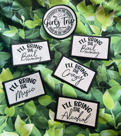 Girls Trip Bundle- Girls Trip- Patches- Sublimation- Trucker Hats- Trucker Hat Patches- Hat Patches- Ill Bring the Alcohol