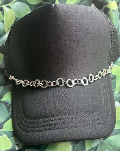 Hand Cuff Hat Chain- Silver Hand Cuffs- Edgy Hat Chain- Hat Chains- Trucker Hat- Trucker Hat Bar- Custom